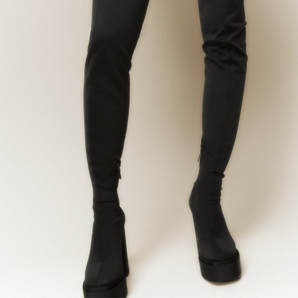 ZARA FABRIC OVER THE KNEE TALL PLATFORM BOOTS (NEVER WORN) - Picture 2 of 7